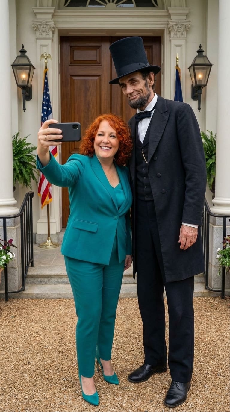 Mariquita selfie with Abraham Lincoln